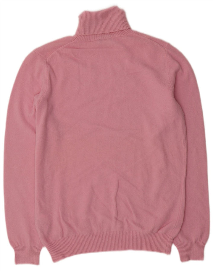 Benetton Womens Roll Neck Jumper Sweater UK 16 Large Pink Wool