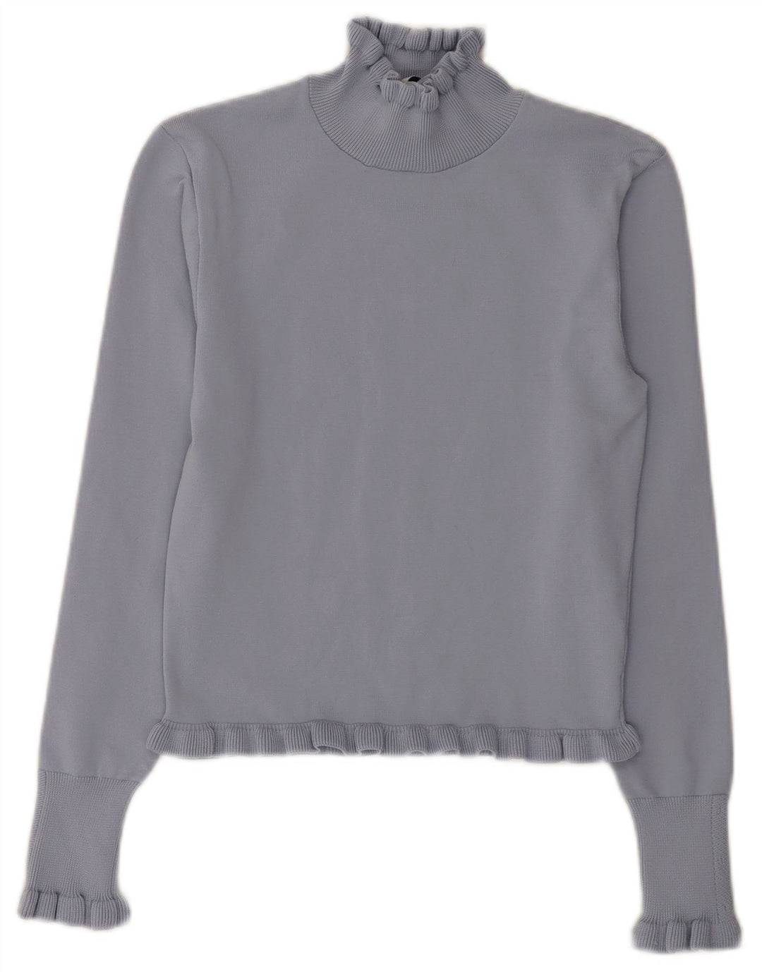 Zara Womens Crop Turtle Neck Jumper Sweater UK 12 Medium Blue Polyester