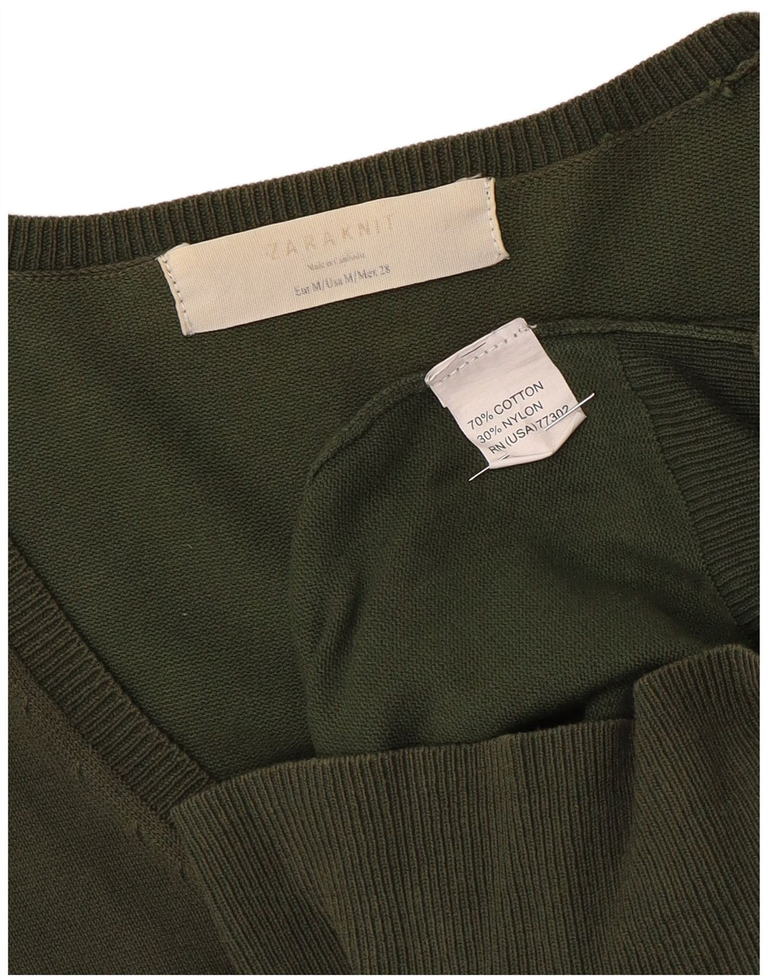 Zara Womens Cardigan Sweater UK 12 Medium Khaki Cotton