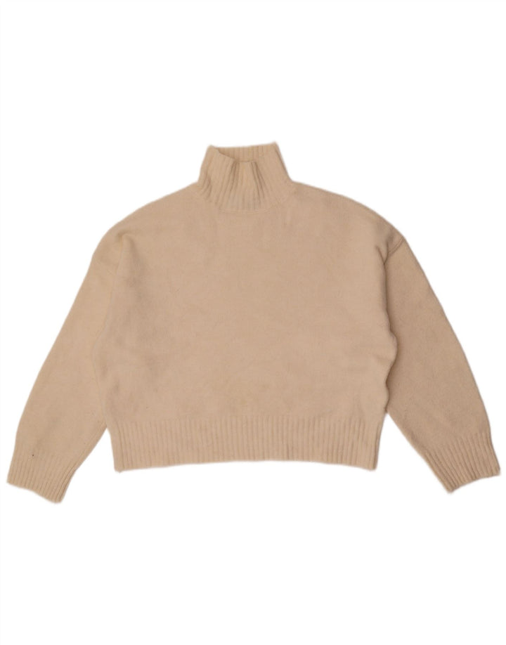 Zara Womens Crop Oversized Turtle Neck Jumper Sweater UK 10 Small Off White