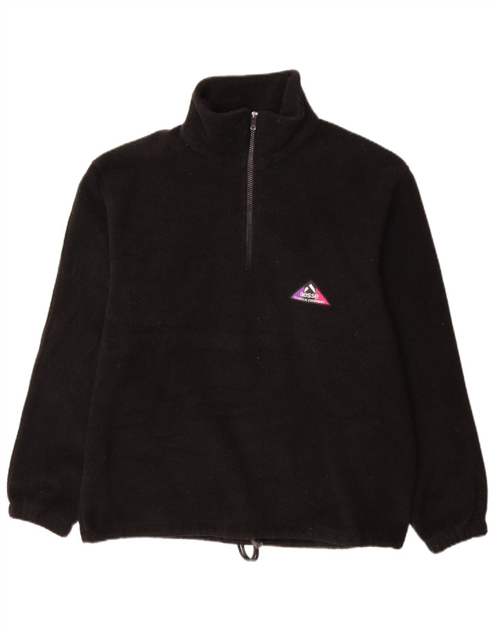 Aesse Mens Zip Neck Fleece Jumper Medium Black Polyester