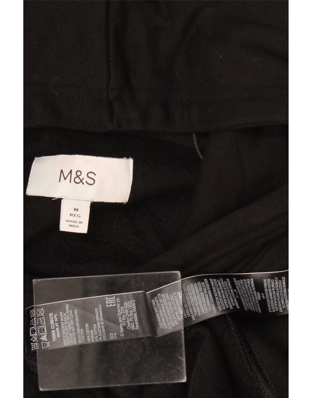 Marks & Spencer Mens Hoodie Jumper Medium Black Cotton