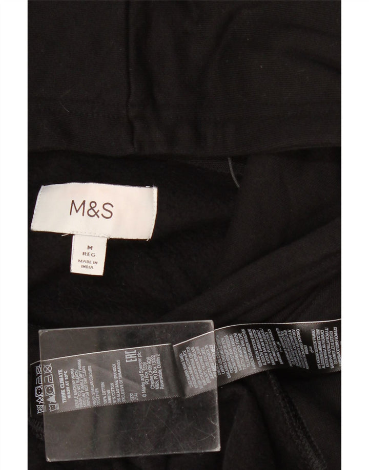 Marks & Spencer Mens Hoodie Jumper Medium Black Cotton
