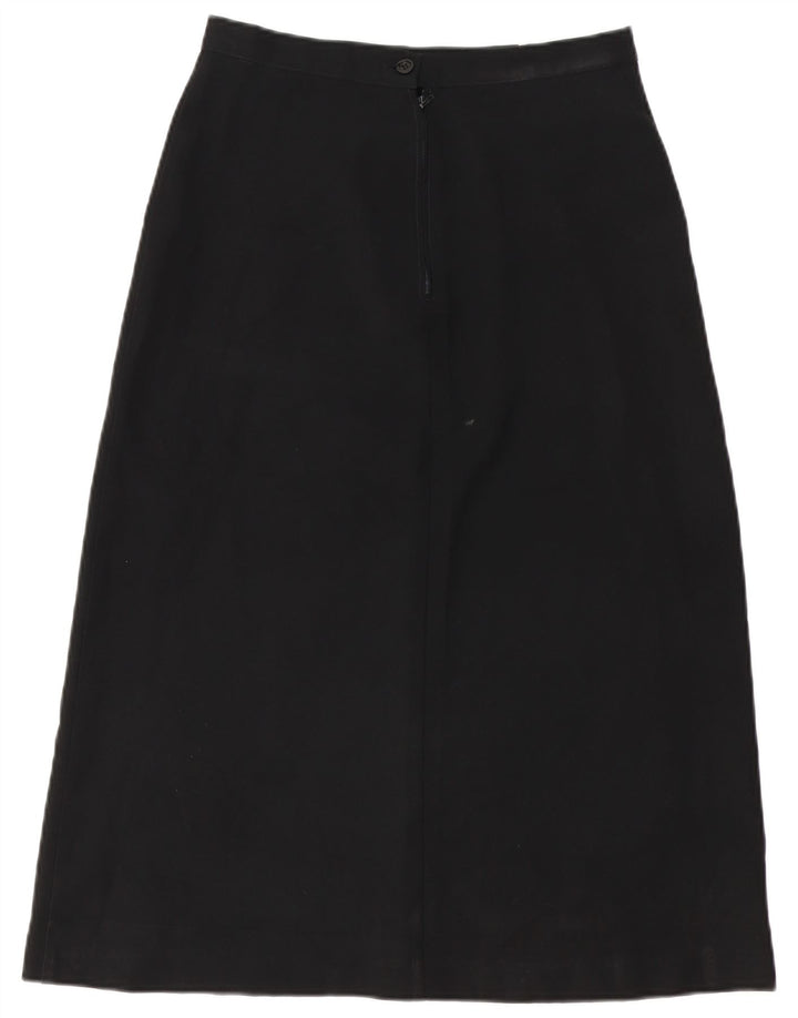 Benetton Womens Midi Skirt IT 44 Medium W28  Black Polyester