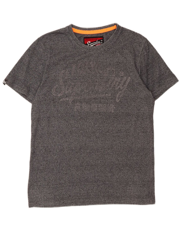 SUPERDRY Mens Graphic T-Shirt Top Medium Grey Flecked Cotton
