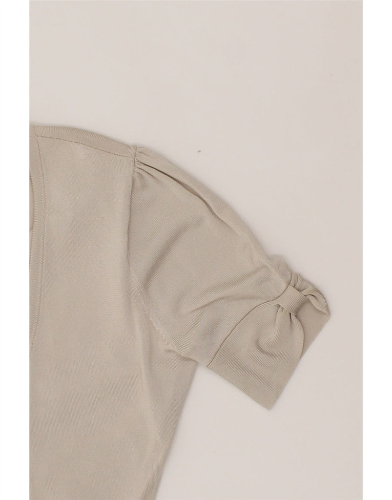 FENN WRIGHT MANSON Womens Crop Cardigan Top UK 10 Small Beige Viscose Vintage Fenn Wright Manson and Second-Hand Fenn Wright Manson from Messina Hembry 