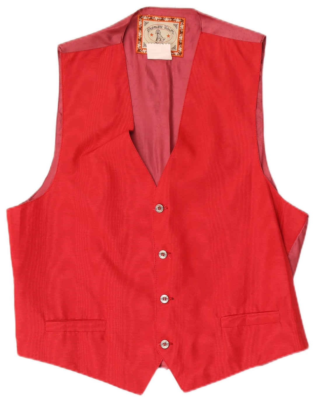 Vintage Mens Waistcoat XL Red Polyamide