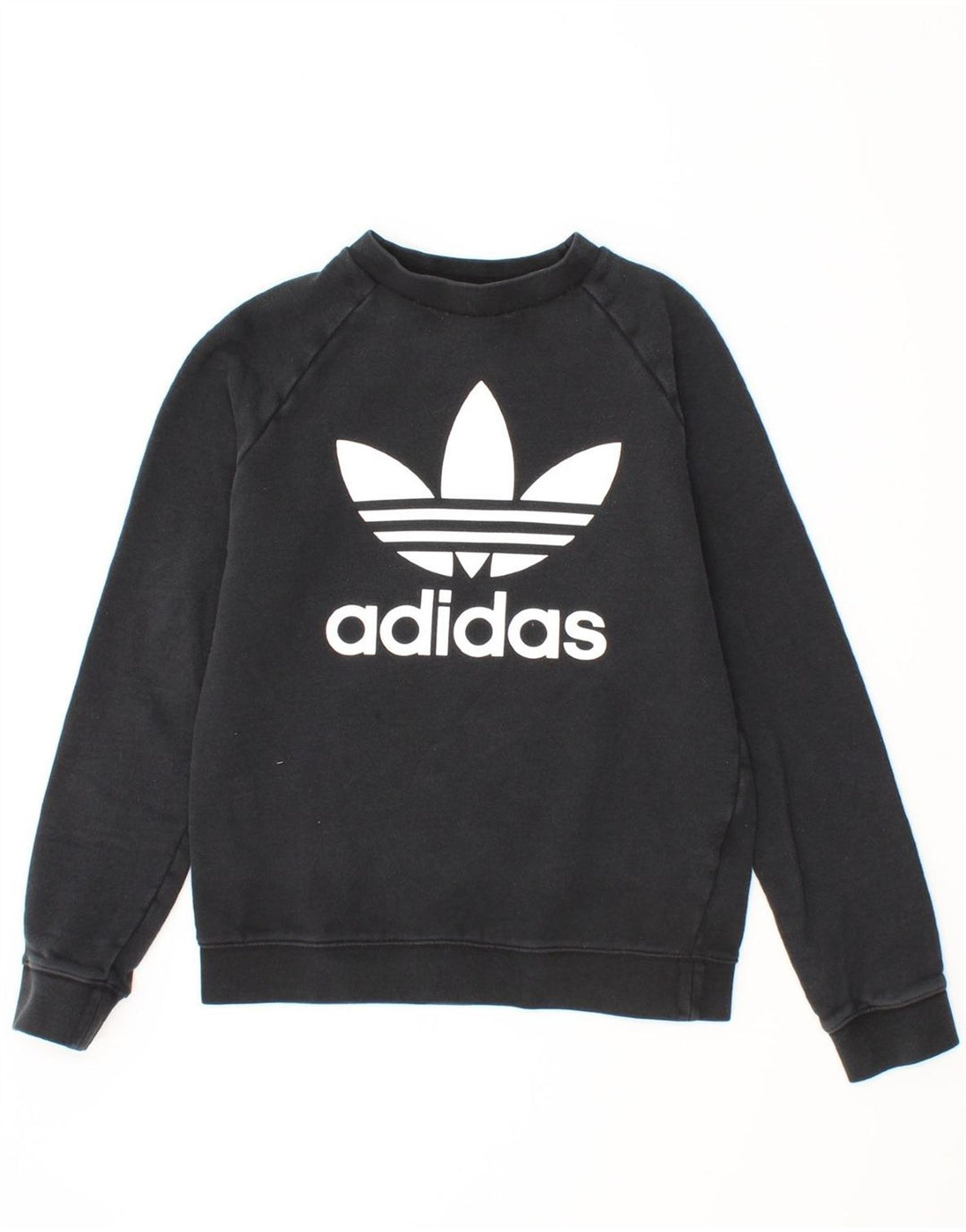 ADIDAS Womens Graphic Sweatshirt Jumper UK 12 Medium Black Cotton Vintage Adidas and Second-Hand Adidas from Messina Hembry 