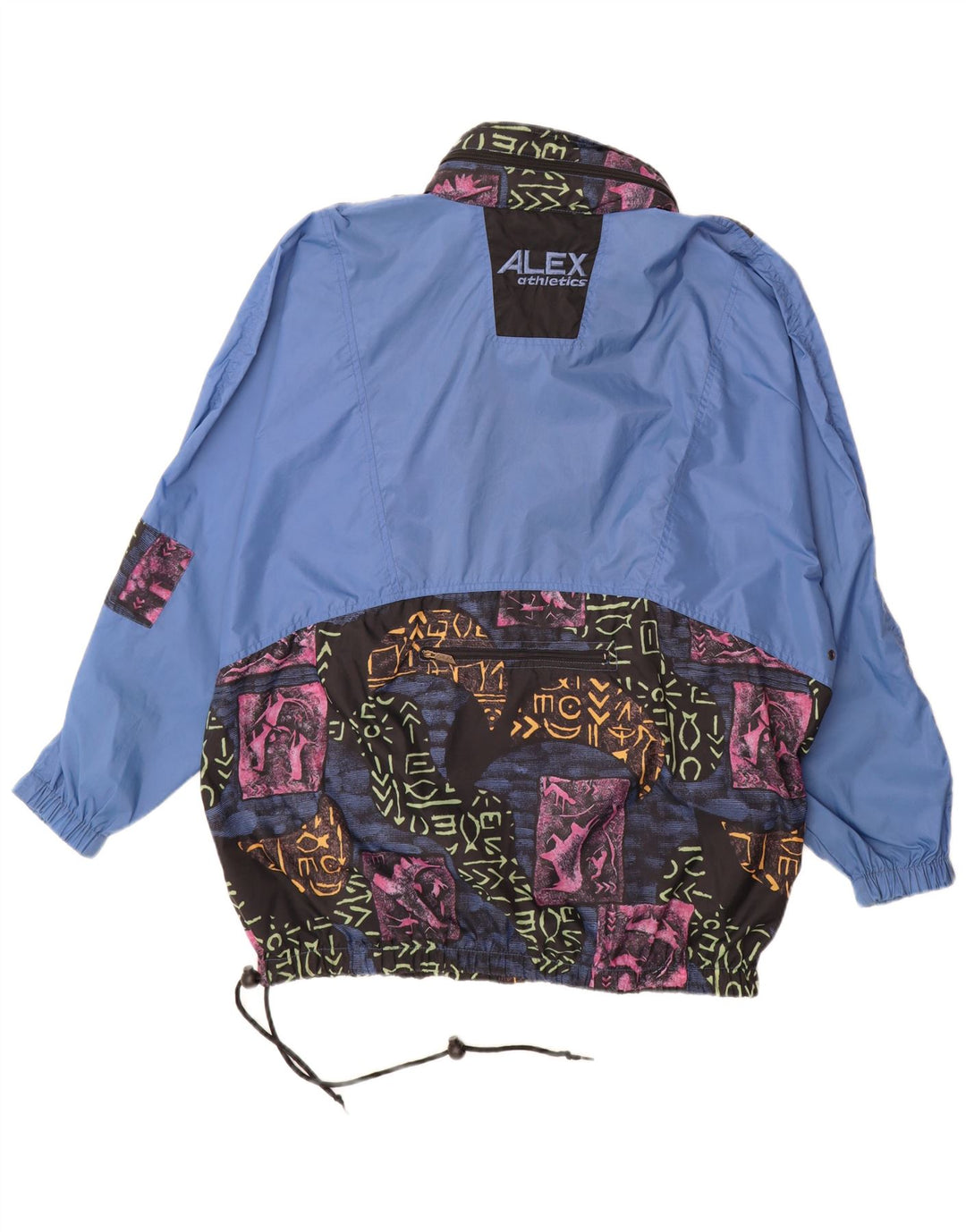 ALEX ATHLETICS  Mens Anorak Jacket UK 40 Large Blue Geometric Polyamide