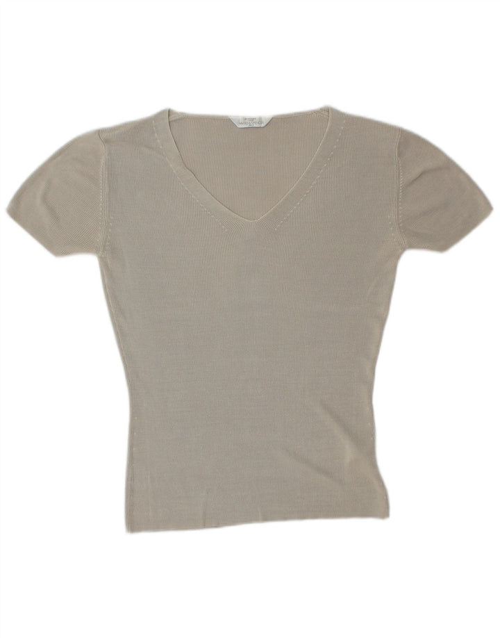 Marks & Spencer Womens Oversized T-Shirt Top UK 10 Small Grey Silk