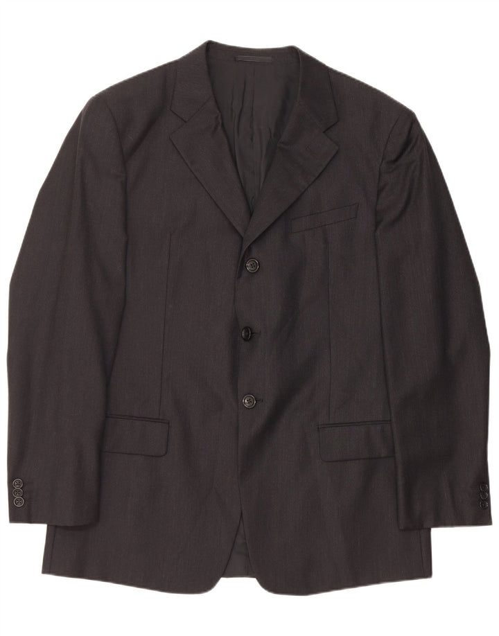 ARMANI COLLEZIONI Mens 3 Button Blazer Jacket IT 52 XL Black Wool