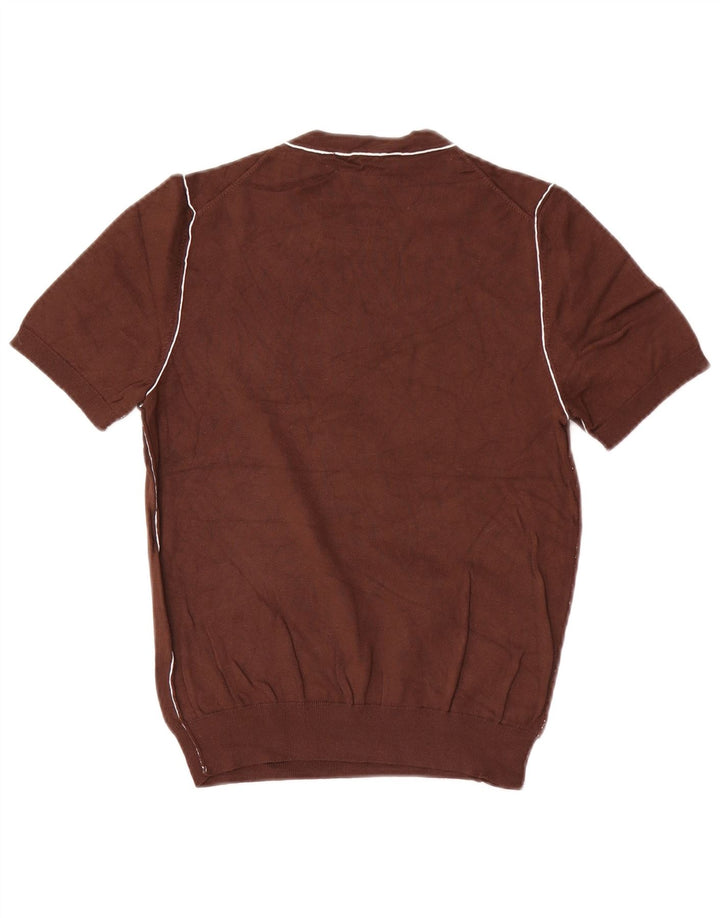 Zara Womens Short Sleeve Crew Neck Jumper Sweater UK 12 Medium Brown