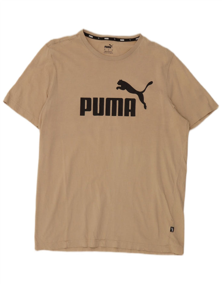 Puma Womens Graphic T-Shirt Top UK 14 Medium Beige