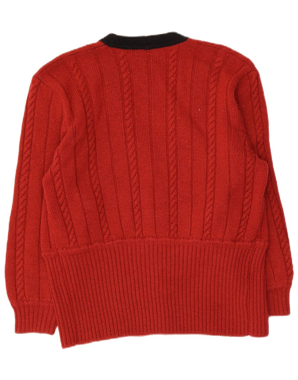 Vintage Womens Cardigan Sweater UK 14 Medium Red Virgin Wool