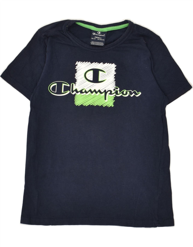 CHAMPION Boys Graphic T-Shirt Top 7-8 Years Small Navy Blue Cotton | Vintage Champion | Thrift | Second-Hand Champion | Used Clothing | Messina Hembry 