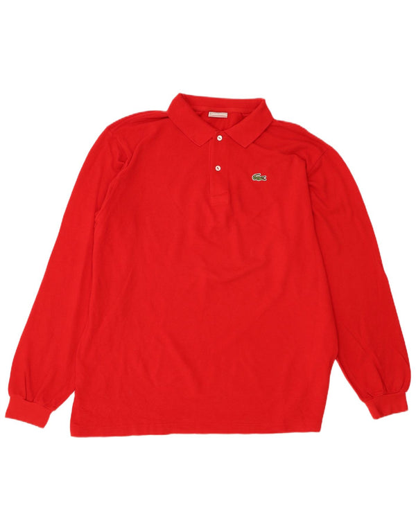 Lacoste Mens Long Sleeve Polo Shirt Size 6 XL Red Cotton
