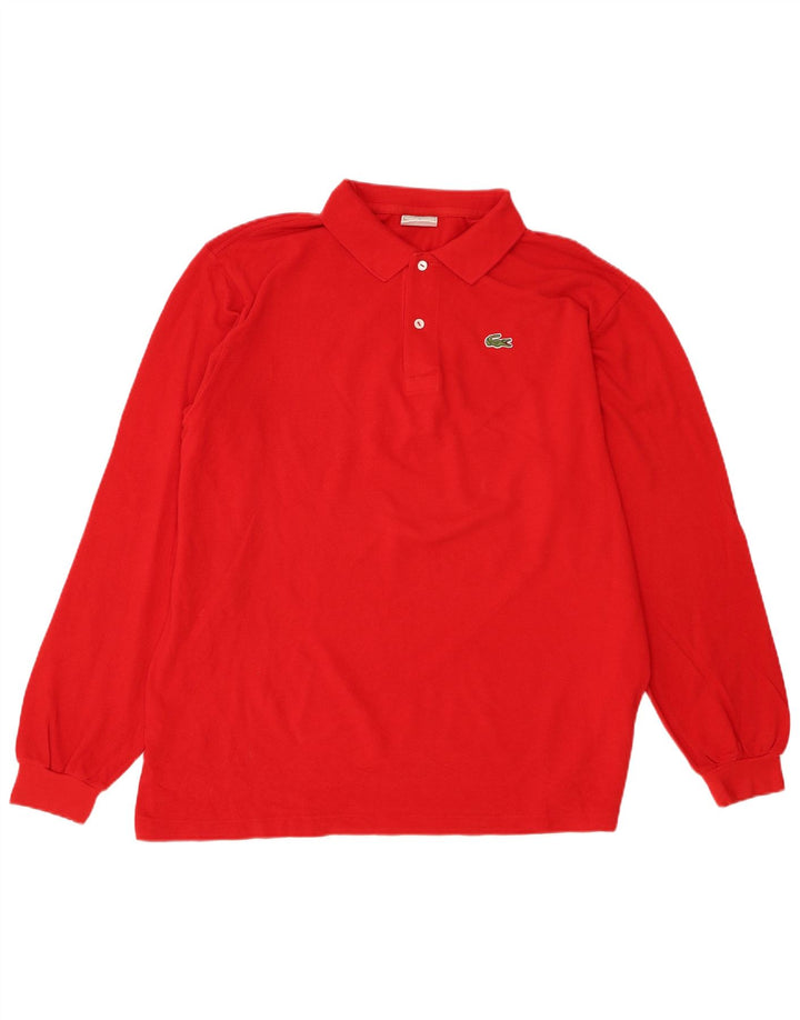 Lacoste Mens Long Sleeve Polo Shirt Size 6 XL Red Cotton