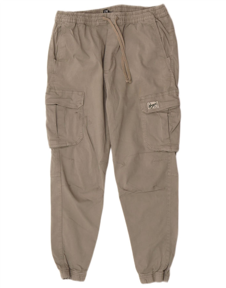 Zara Mens Joggers Cargo Trousers W30 L27 Grey Cotton