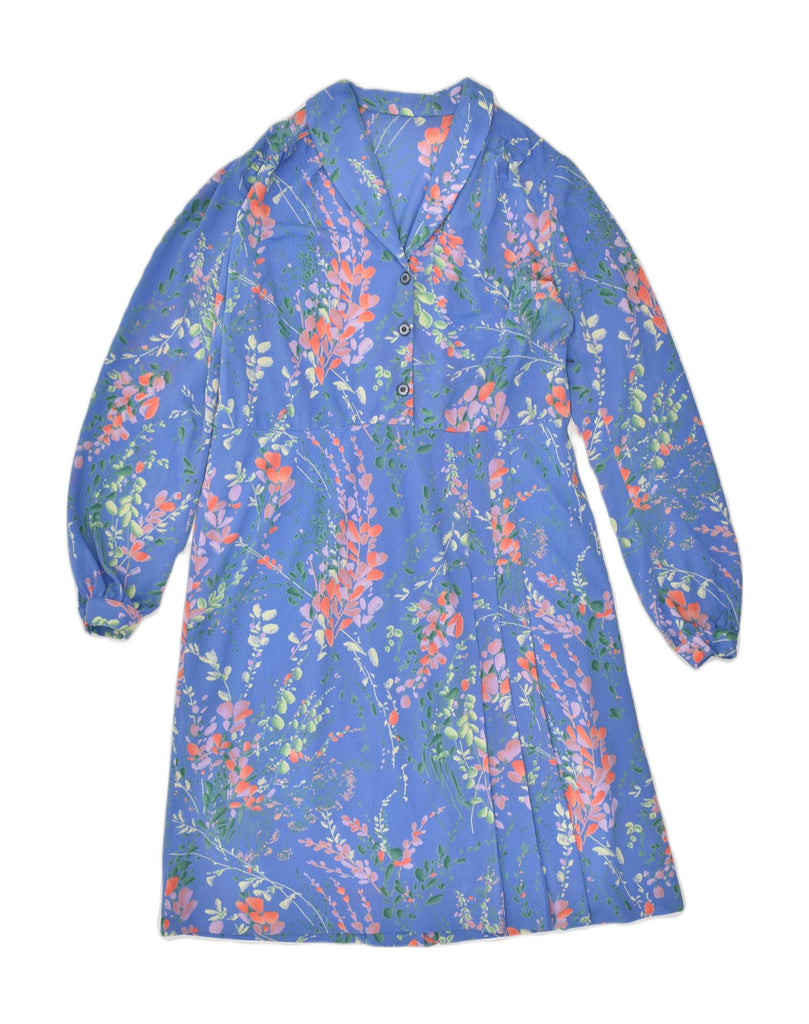 VINTAGE Womens Pullover Shift Dress UK 18 XL Blue Floral | Vintage Vintage | Thrift | Second-Hand Vintage | Used Clothing | Messina Hembry 