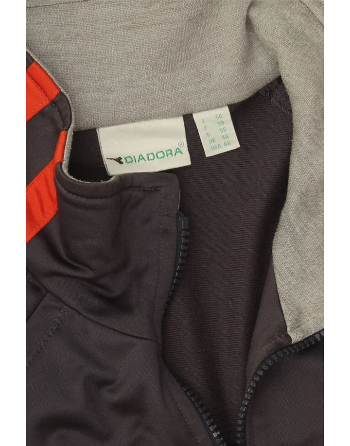 Diadora Mens Tracksuit Top Jacket UK 46 2XL Grey Colourblock Polyester