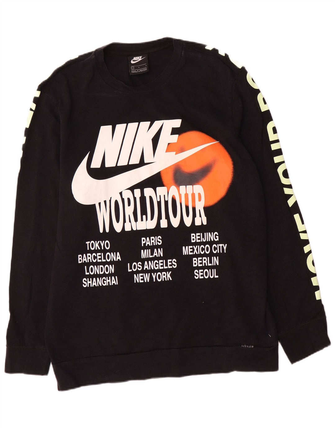 Nike Mens Graphic Regular Fit Sweatshirt Jumper Large Black Cotton