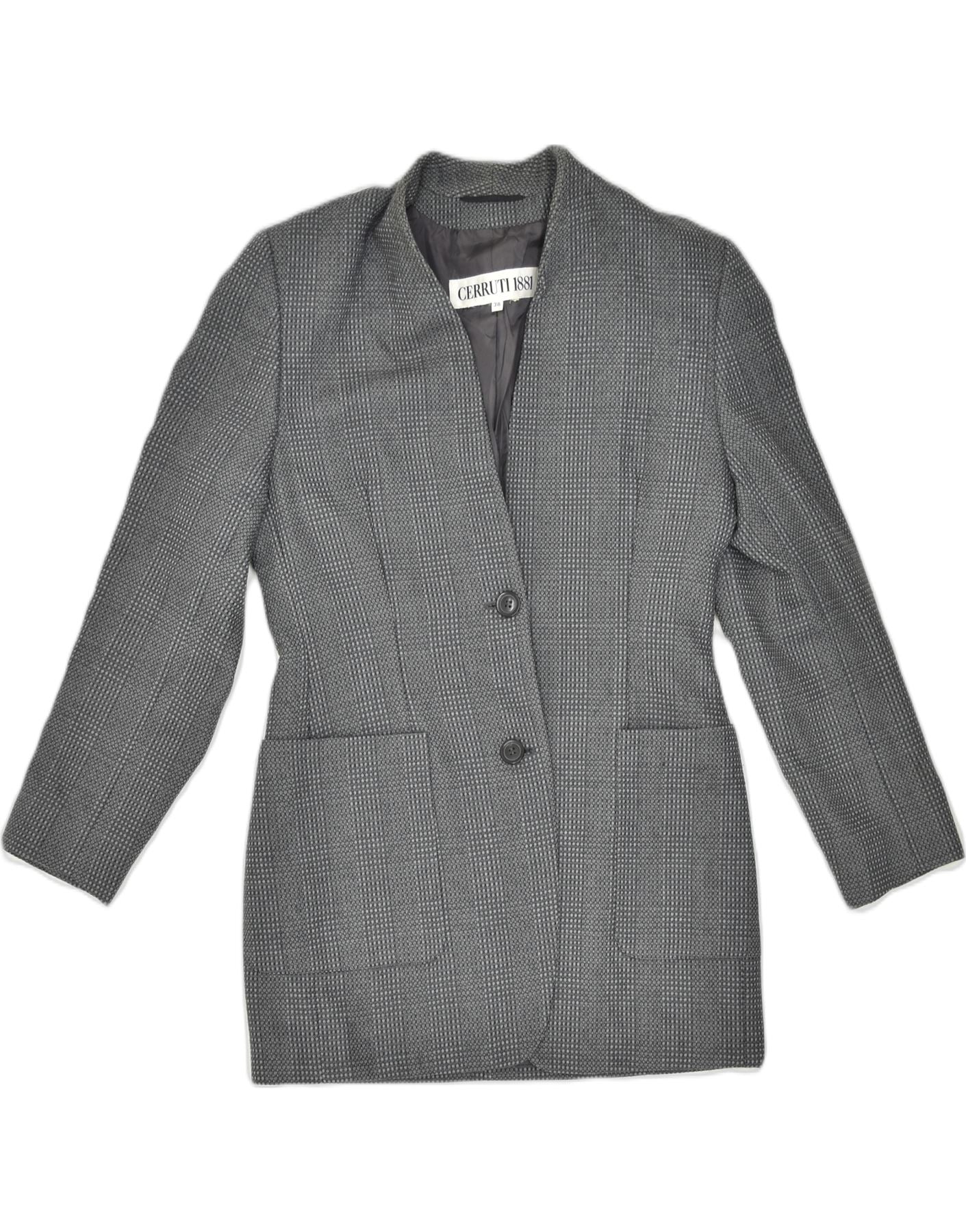 CERRUTI 1881 Womens 2 Button Blazer Jacket EU 38 Medium Grey Check Classic