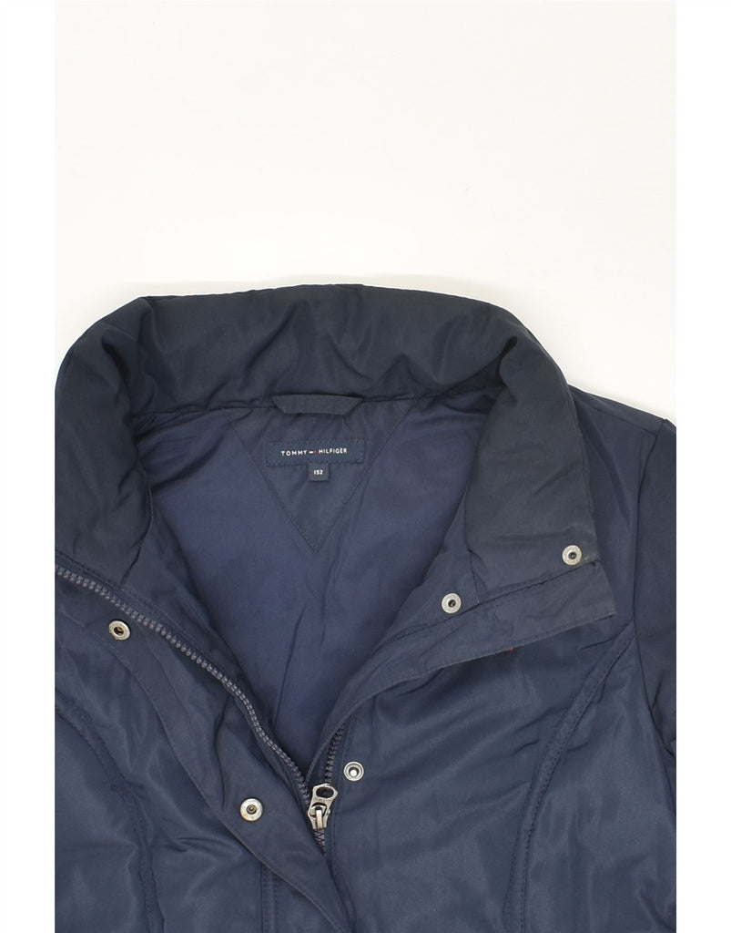 TOMMY HILFIGER Girls Windbreaker Coat 11-12 Years  Navy Blue Polyester | Vintage Tommy Hilfiger | Thrift | Second-Hand Tommy Hilfiger | Used Clothing | Messina Hembry 