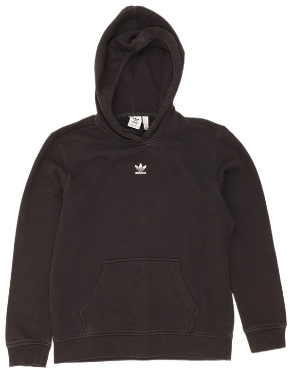 Adidas Womens Oversized Hoodie Jumper UK 8 Small Black Cotton