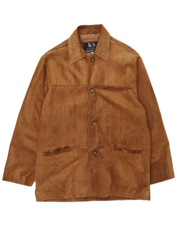 Vintage Mens Suede Jacket IT 52 XL Brown Leather