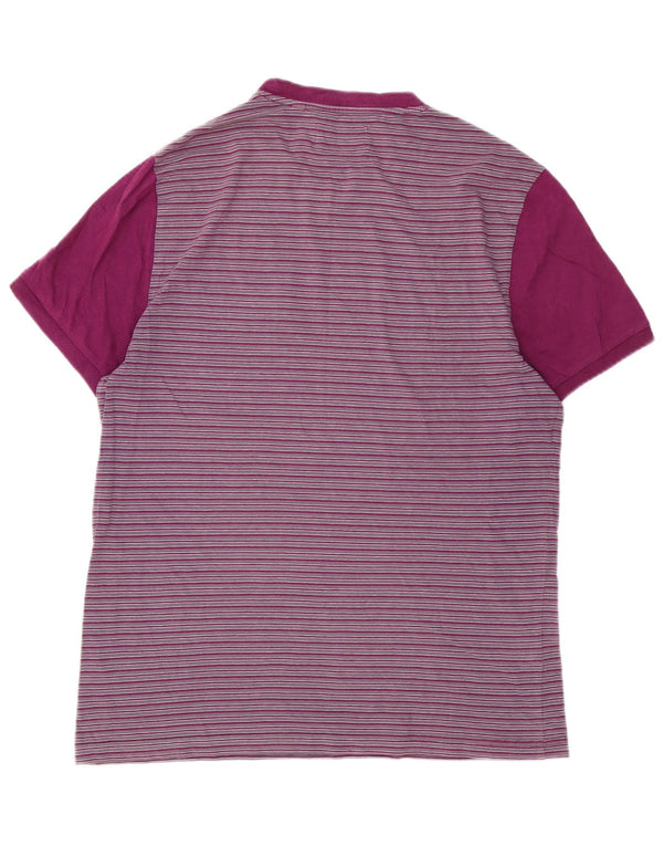 Penguin Mens T-Shirt Top Large Purple Striped Cotton