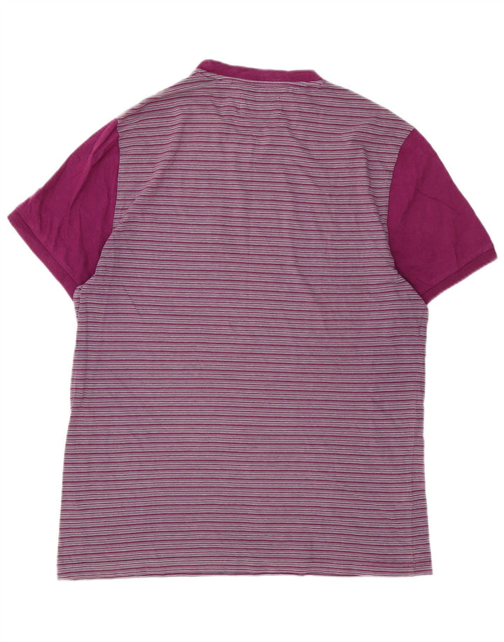 Penguin Mens T-Shirt Top Large Purple Striped Cotton