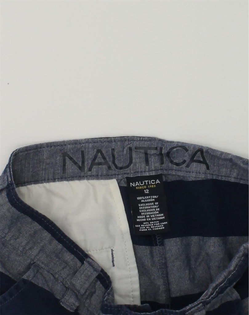 NAUTICA Boys Chino Shorts 11-12 Years W26 Navy Blue Striped Cotton | Vintage Nautica | Thrift | Second-Hand Nautica | Used Clothing | Messina Hembry 