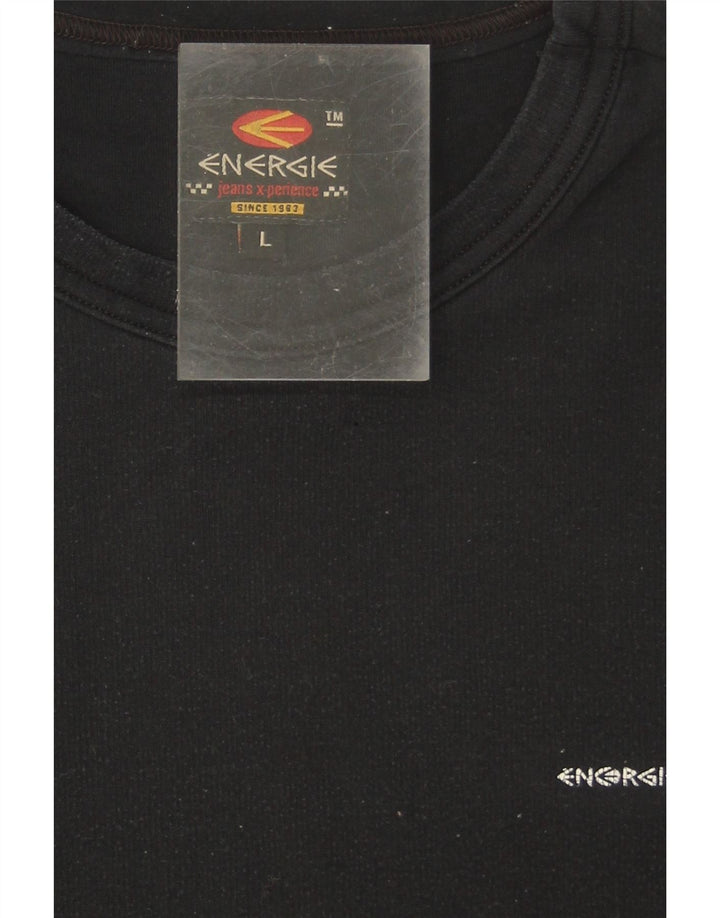 ENERGIE Womens T-Shirt Top UK 14 Large Black Vintage Energie and Second-Hand Energie from Messina Hembry 