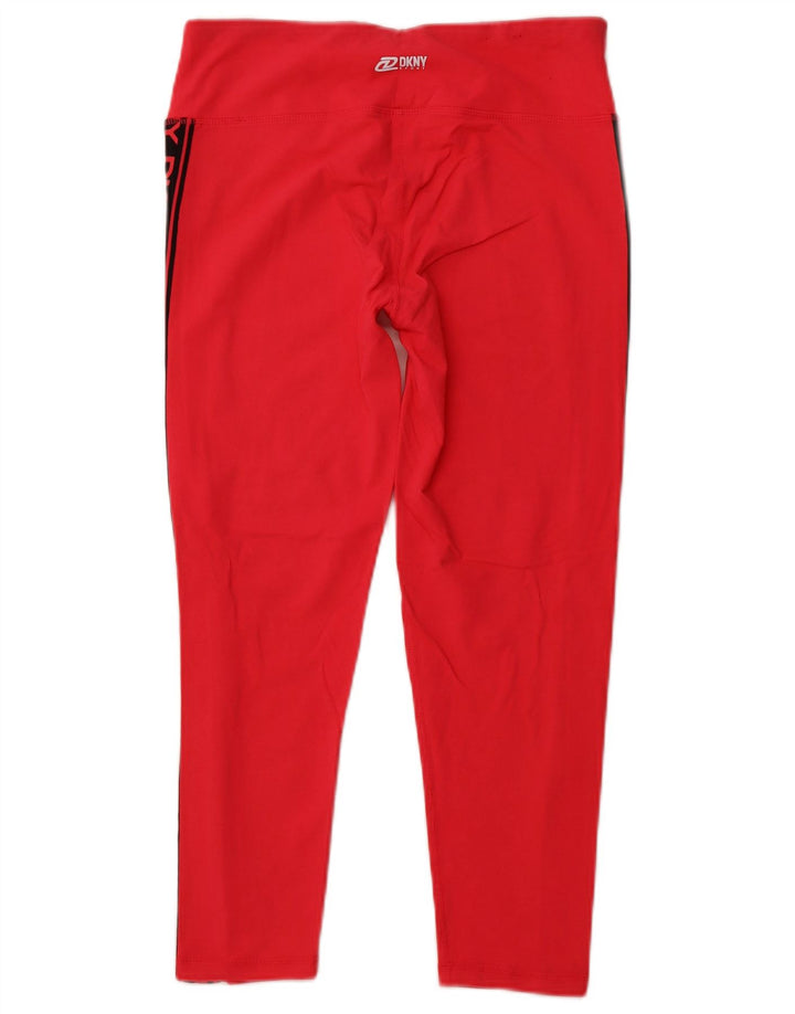 DKNY Womens Graphic Capri Leggings UK 16 Large  Pink Colourblock Cotton