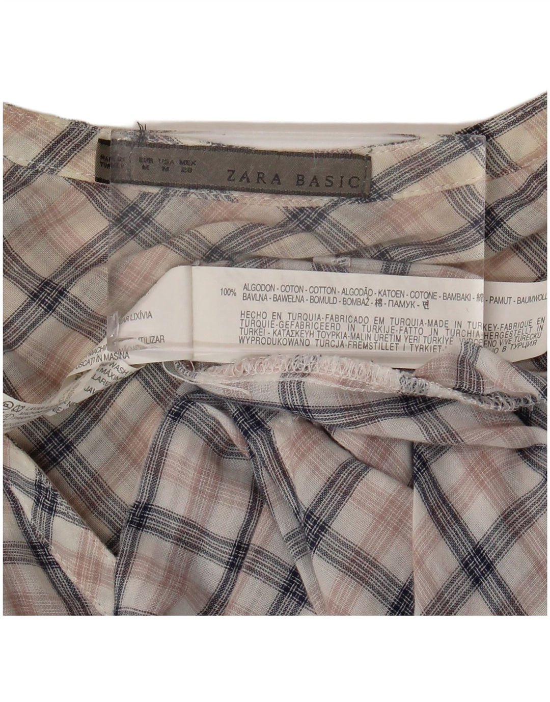 Zara Womens Pullover Shirt Dress UK 14 Medium Multicoloured Check Cotton