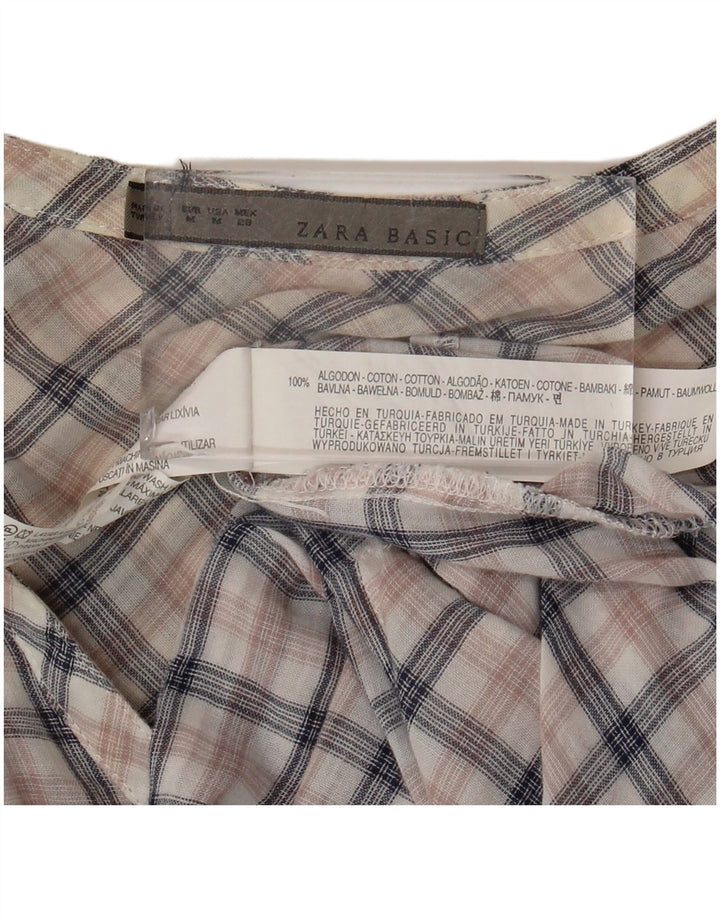 Zara Womens Pullover Shirt Dress UK 14 Medium Multicoloured Check Cotton