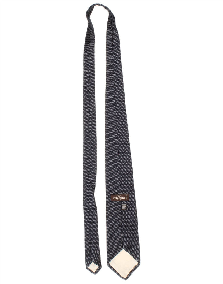 Valentino Mens Tie One Size Navy Blue Polka Dot Silk Classic