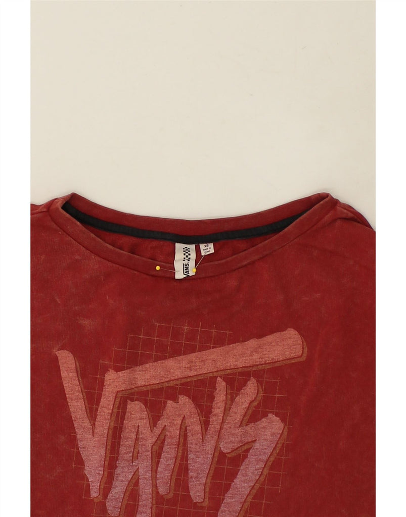 VANS Womens Oversized Graphic Sweatshirt Jumper UK 6 XS Burgundy Cotton | Vintage Vans | Thrift | Second-Hand Vans | Used Clothing | Messina Hembry 