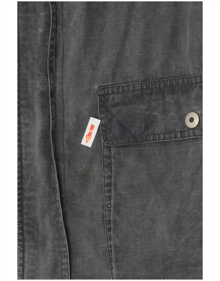 TRUSSARDI Womens Hooded Utility Jacket IT 44 Medium Grey Cotton