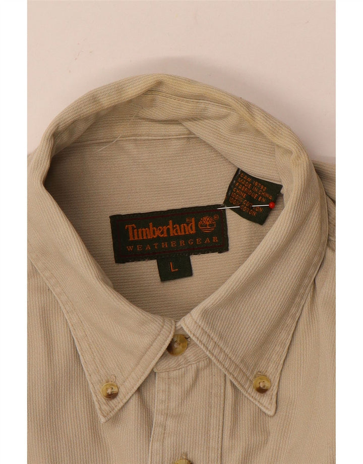 Timberland Mens Corduroy Shirt Large Beige Cotton