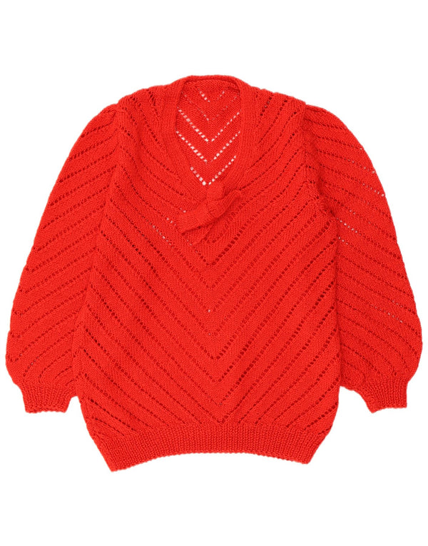 Vintage Womens Front Tie V-Neck Jumper Sweater UK 10 Small Red