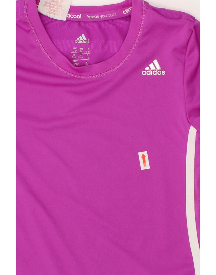 ADIDAS Girls Climacool T-Shirt Top 5-6 Years Purple Polyester Vintage Adidas and Second-Hand Adidas from Messina Hembry 