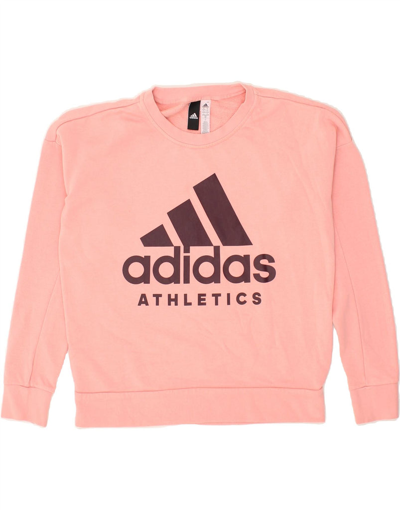 ADIDAS Womens Graphic Sweatshirt Jumper UK 8/10 Small Pink Cotton | Vintage Adidas | Thrift | Second-Hand Adidas | Used Clothing | Messina Hembry 