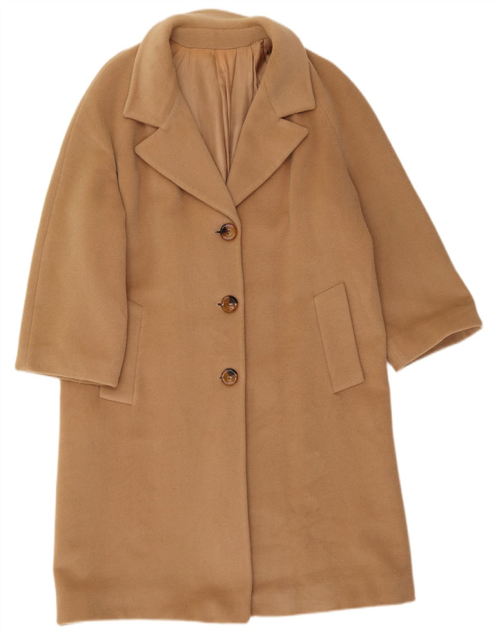 Vintage Womens Oversized Overcoat IT 40 Small Beige Wool