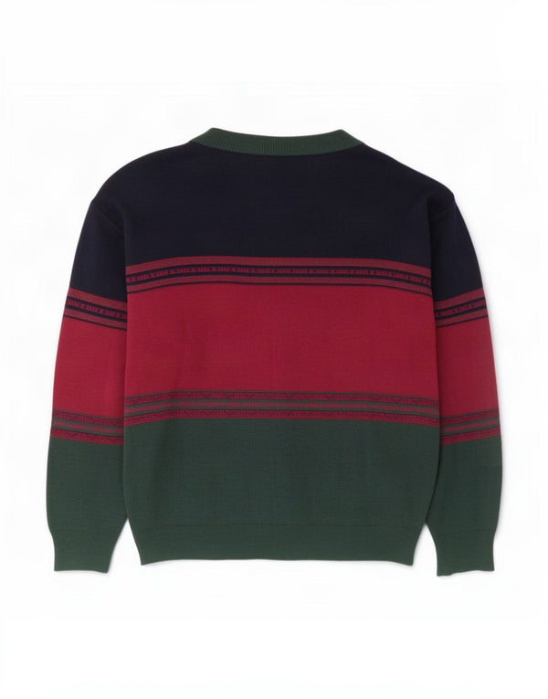 Vintage Mens Cardigan Sweater IT 50 Medium Green Colourblock Wool