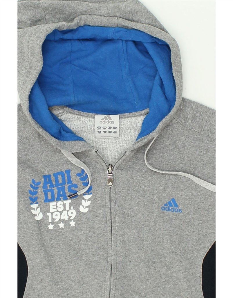 ADIDAS Mens Graphic Zip Hoodie Sweater UK 44/46 Large Grey Colourblock | Vintage Adidas | Thrift | Second-Hand Adidas | Used Clothing | Messina Hembry 