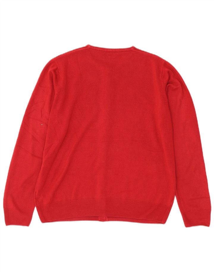 Marks & Spencer Womens Cardigan Sweater UK 14 Medium Red Floral Acrylic