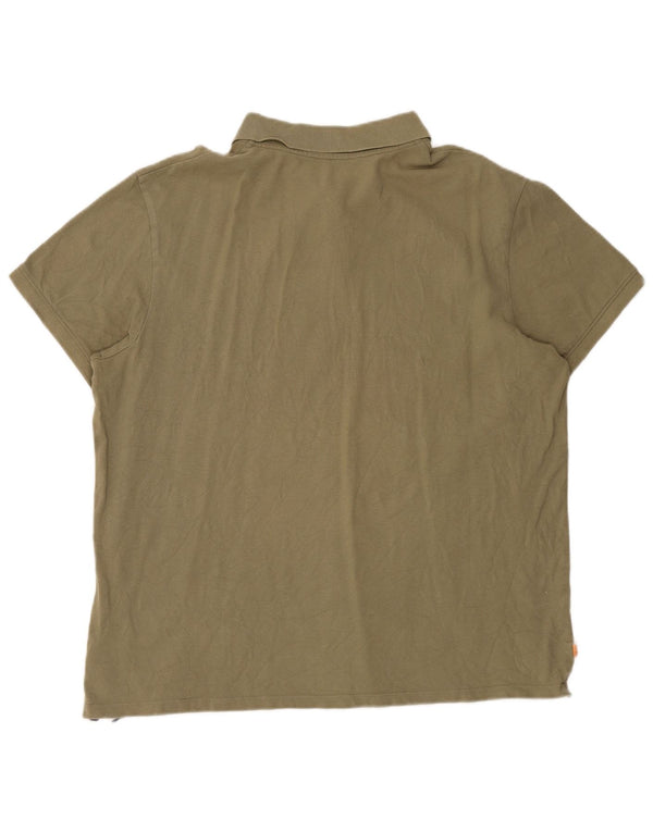 TIMBERLAND Mens Slim Fit Polo Shirt 3XL Khaki Cotton