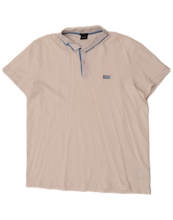 Hugo Boss Mens Polo Shirt 2XL White Cotton
