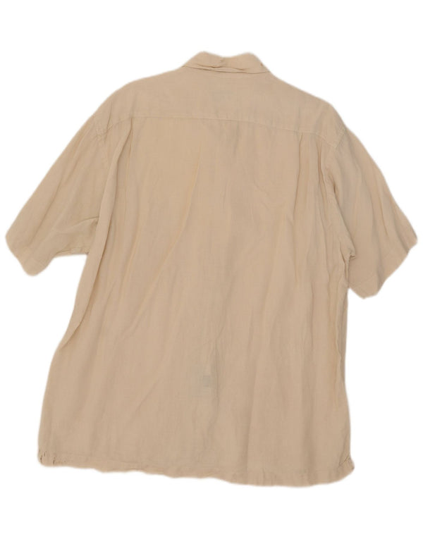 Gant Mens Dress Fit Short Sleeve Shirt XL Off White Linen
